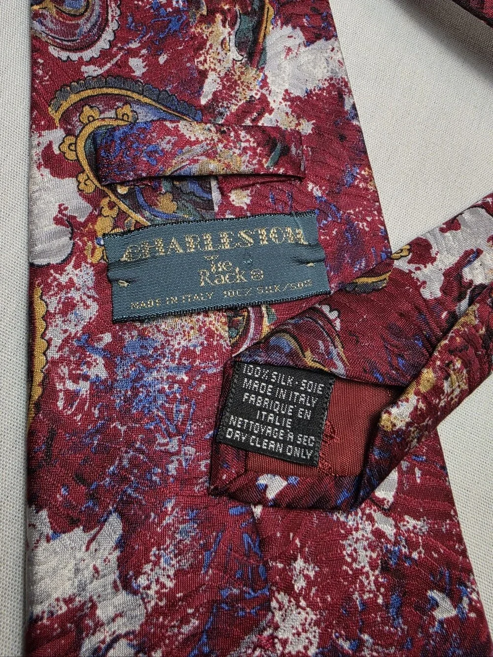 Charleston Tie Rack Red Paisley Floral Silk Tie Made in Italy